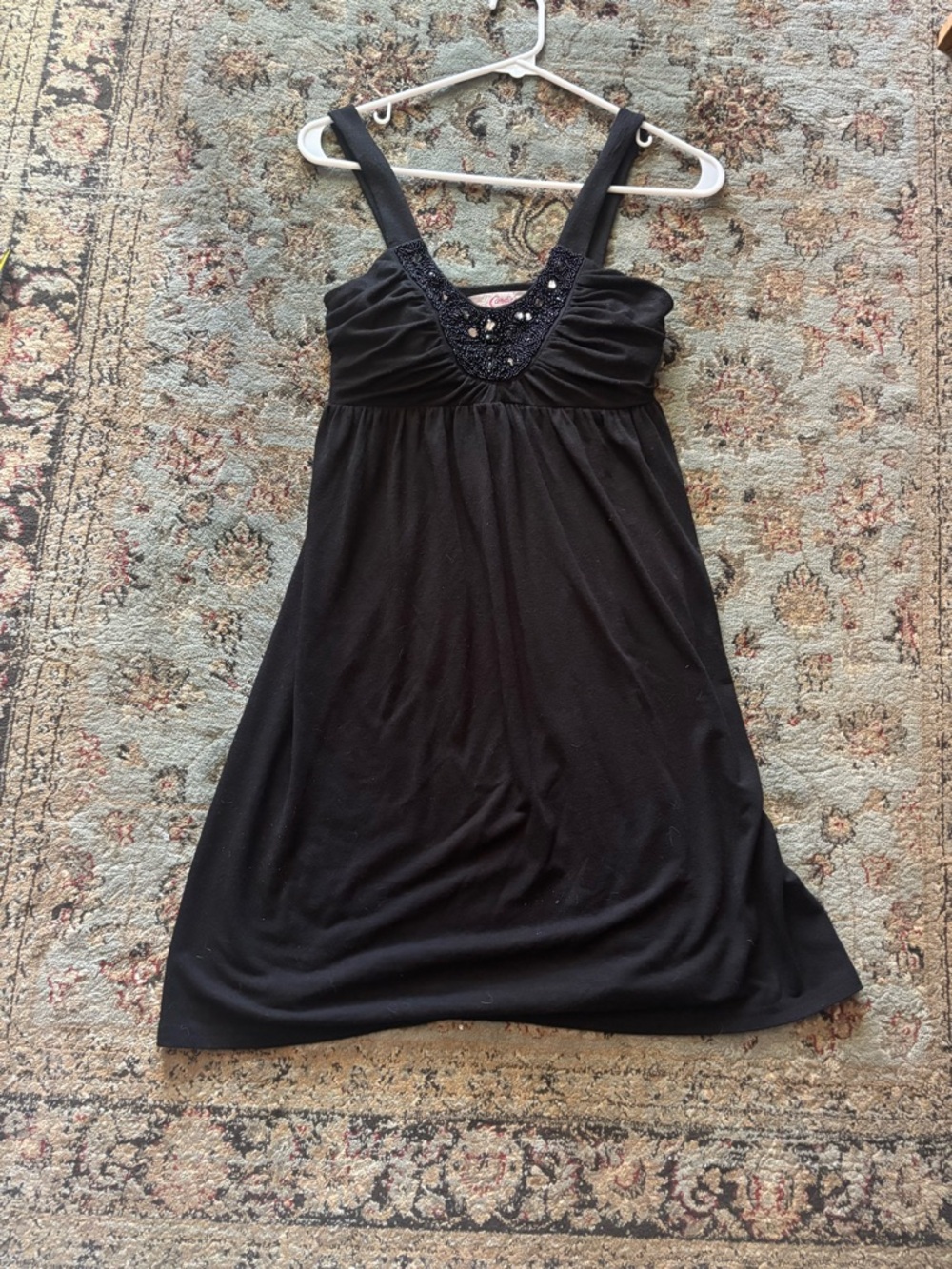 Candie's Black Y2K Beaded V-Neck Sun Dress Whimsigoth